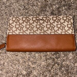 DKNY Monogrammed Beige and Brown Wallet
